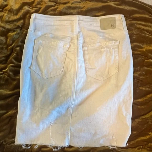 AG The Erin Distressed Pencil Skirt White 26 - Picture 7 of 11